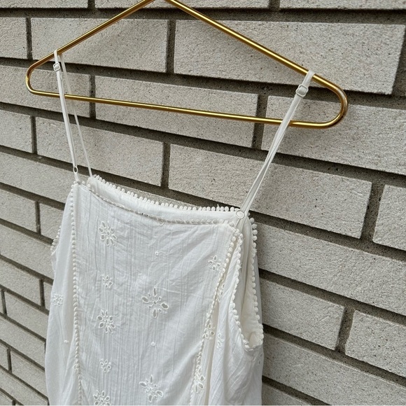 Aerie White Eyelet Cotton Sundress Adjustable Straps Lined Summer Dress Large - Picture 10 of 15